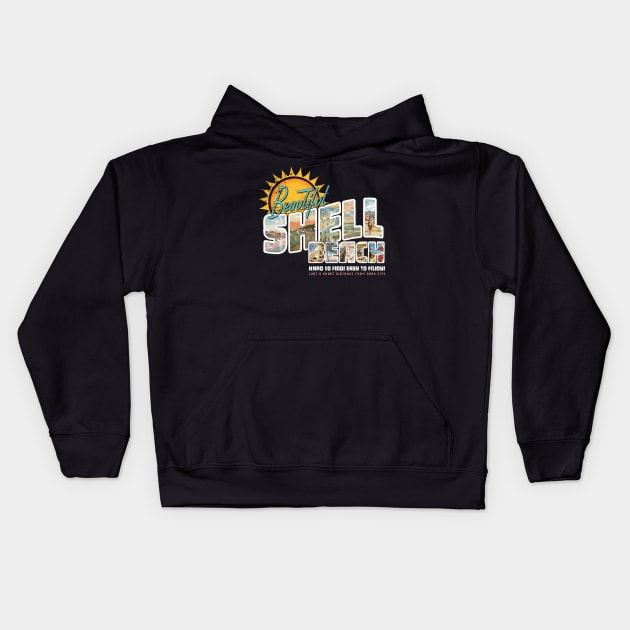 Beautiful Shell Beach Kids Hoodie by MindsparkCreative